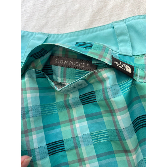 The North Face Board Shorts Women's Size 6 Teal & Green Plaid - Picture 7 of 16